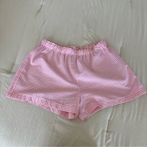 Hand made pink gingham boxer shorts